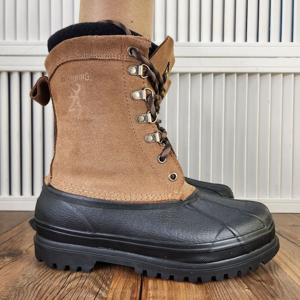 Browning Thinsulate Winter Boots Mens Sz 7 Brown Suede Outdoors Hunting Snow